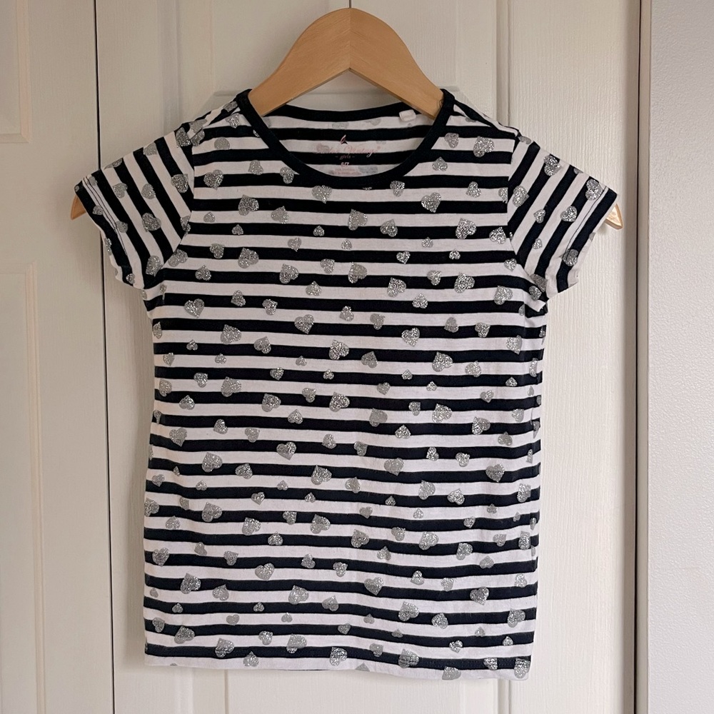 Tailor Vintage Girls size 6/7 striped sparkle tee